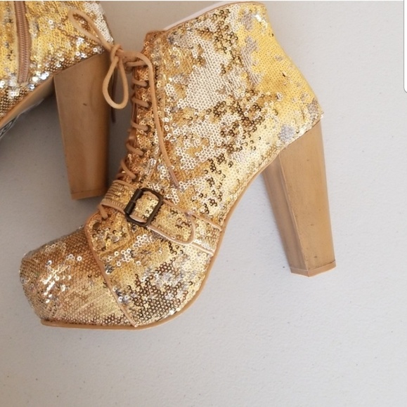 Gold Sequins Boots Bucco Capensis - Picture 6 of 8